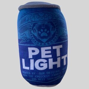 Pet Light Beer Can Plush Dog Toy Squeaky Blue Can 6” NWT